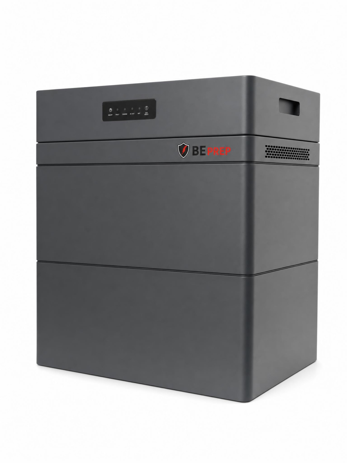 BePrep modulaire thuisbatterij in donkergrijze behuizing